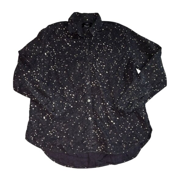 Madewell Oversized Ex-Boyfriend Shirt in Star Print-Galaxy Star True Black-Small - Picture 1 of 6